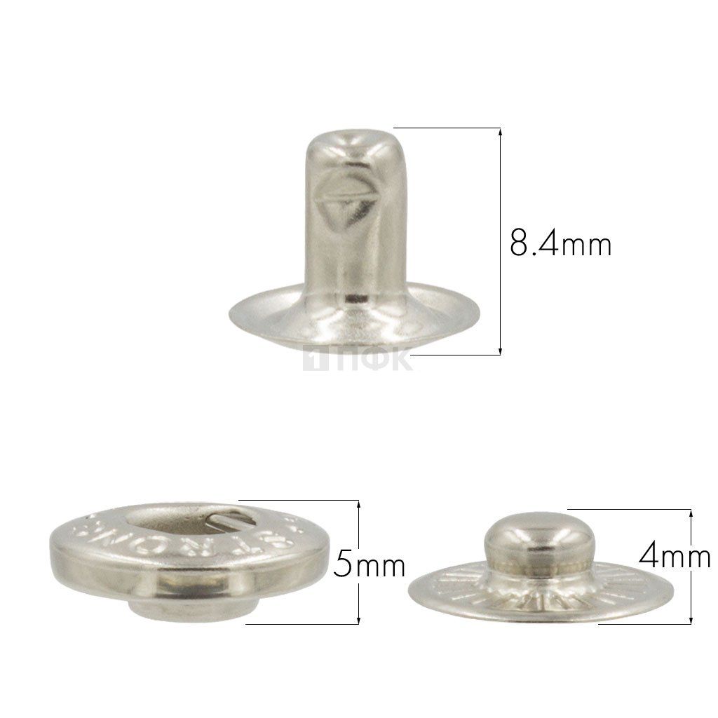 3 Части кнопки для одежды 15мм Альфа латунь цв никель (уп 720шт) STRONG