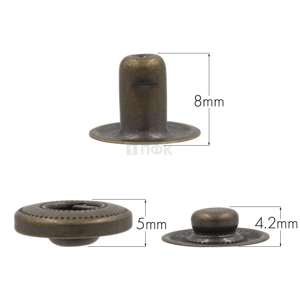 3 Части кнопки для одежды 15мм Альфа нерж цв антик (уп 720шт) BUTTONI