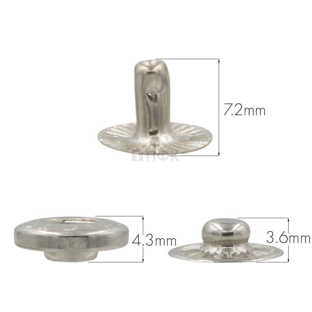 3 Части кнопки для одежды 12,5мм Альфа сталь цв никель (уп 1440шт) STORM