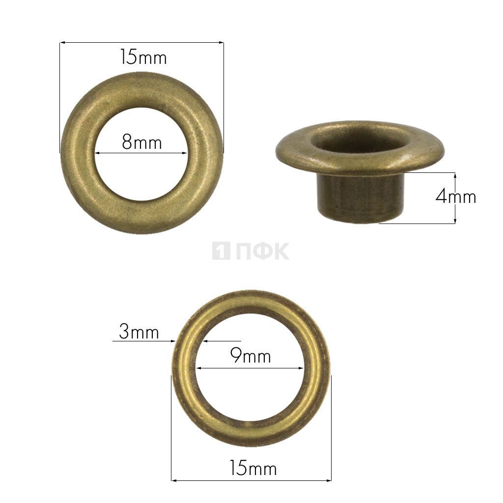 Люверсы №5 8мм нерж цв антик (уп 1000шт) — ПФКР Люверсы №5 8мм нерж цв антик (уп 1000шт)