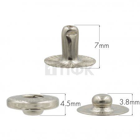 3 Части кнопки для одежды 12,5мм Альфа нерж цв никель (уп 1440шт) BUTTONI